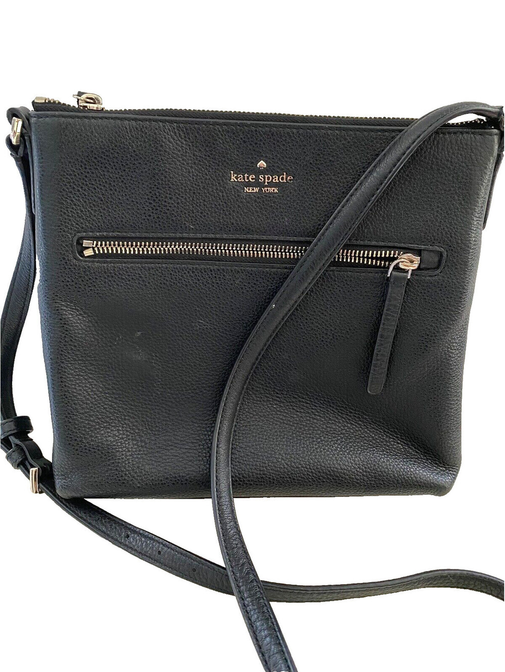 Kate Spade NY Jackson Black Pebbled Leather Crossbody Bag Purse Top Zip